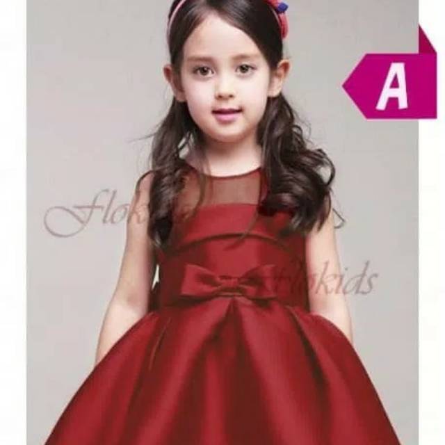 dress anak murah, gaun dress natal anak  cewek / MERAH / ROYAL blue pita gloria esteffany
