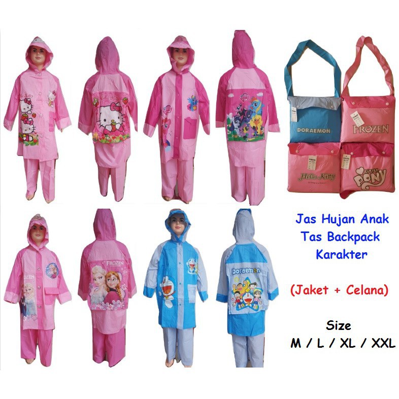 Jas Hujan Karakter Disney Unicorn Frozen Doraemon dll