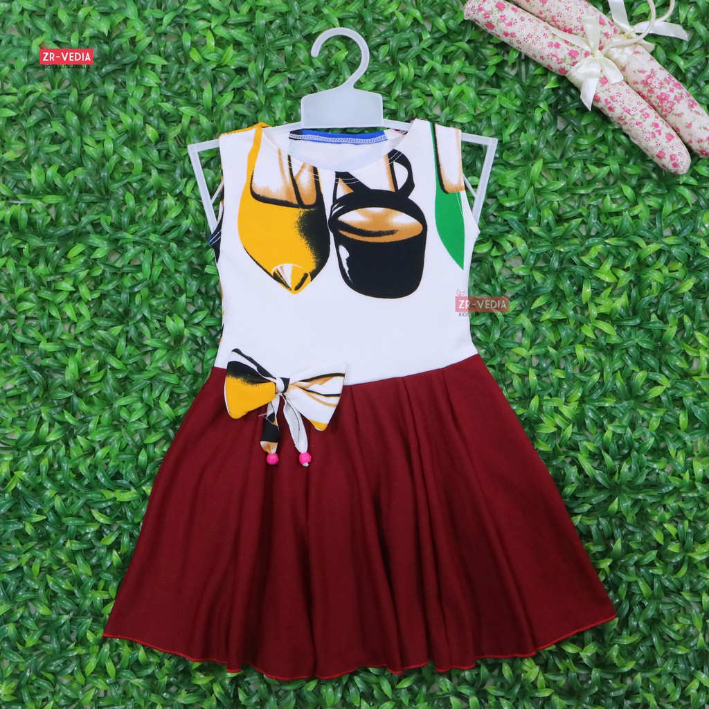 Dress Angel uk 1-2 tahun / Dres Anak Perempuan Cewek Baju Motif Murah Casual Pesta Yukensi Adem