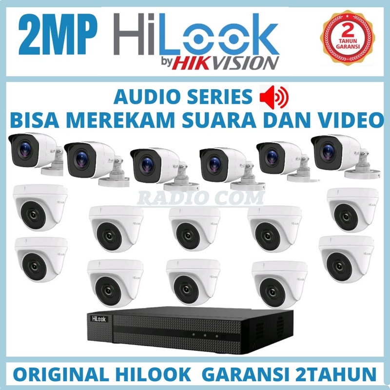 PAKET CCTV HILOOK 16 CHANNEL 16 KAMERA 2MP AUDIO SERIES BISA MEREKAM SUARA DAN VIDEO ORIGINAL