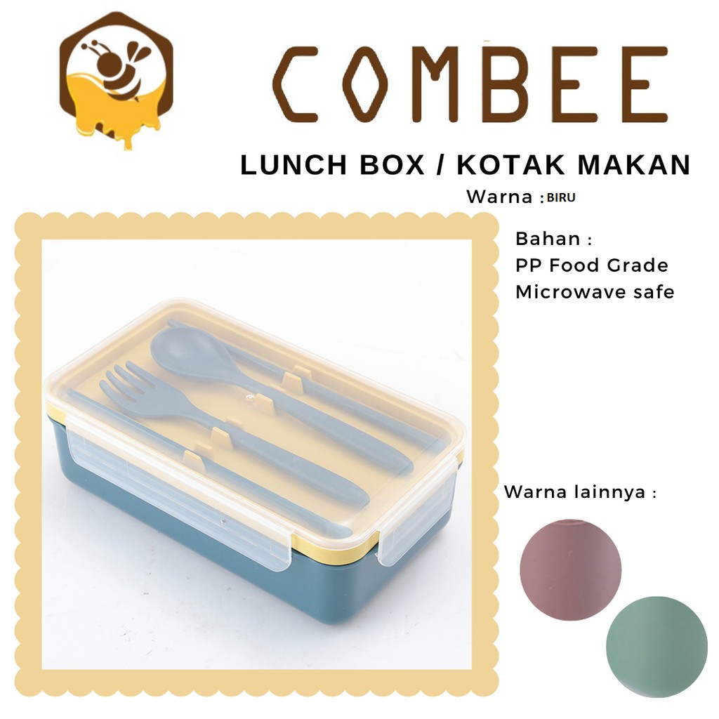 Lunch Box Kotak Makan Set Sendok Garpu Sumpit PP Food Grade Sekat Anti Tumpah