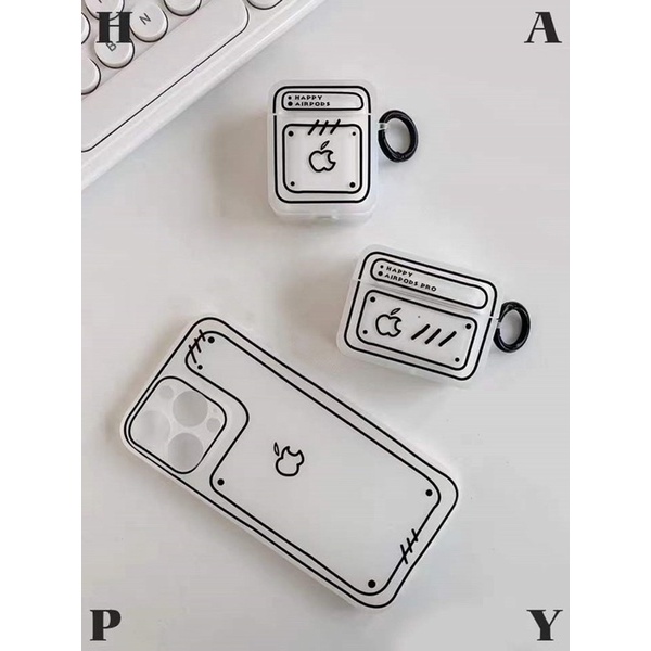 White Cartoon Comical Softcase for Airpods 1/2 Pro 3 Case Airpods Lucu