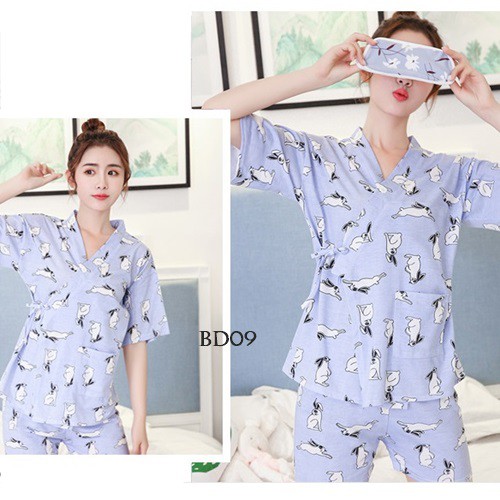 [STOK TERBATAS] PIYAMA KOREA BAJU TIDUR IMPORT BABYDOLL FREE PENUTUP MATA BIRU BD09