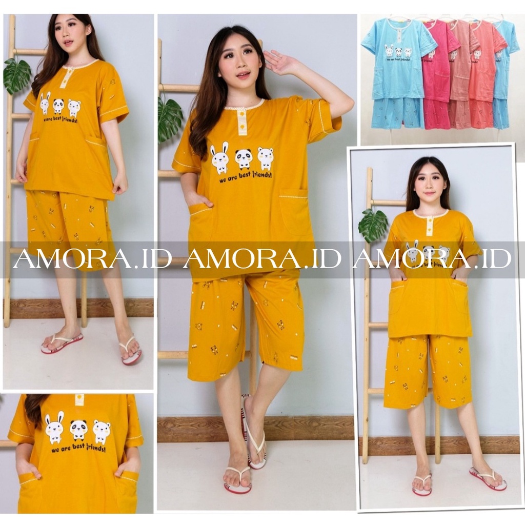 3/4 TESSA SIZE STANDAR BAJU TIDUR / ONESET PIYAMA WANITA DEWASA CELANA PENDEK  STELAN PIYAMA TESSA