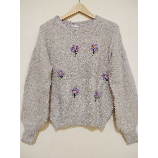 Sweater Bulu Fuzzy/Soft Lilac