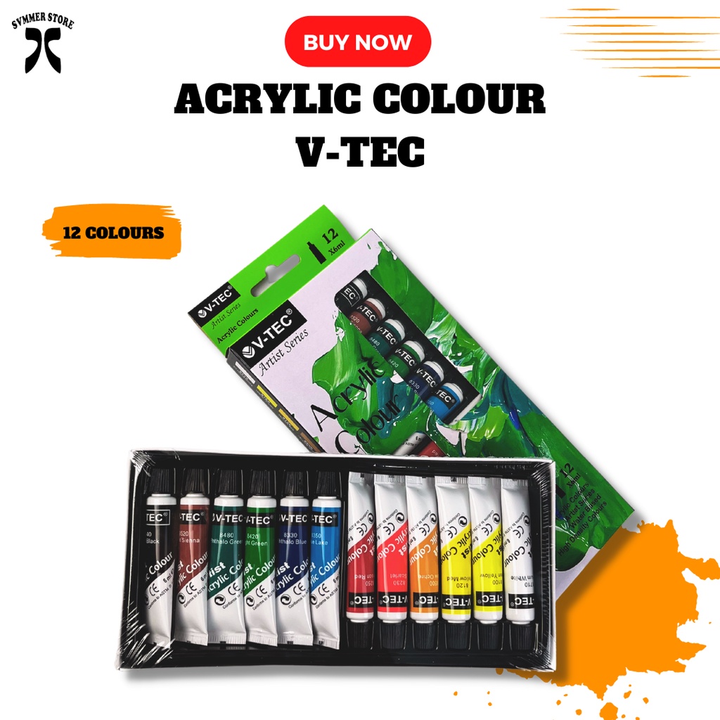

[PROMO] CAT AKRILIK/ V-TEC ACRYLIC COLOUR 6ml 12 Warna