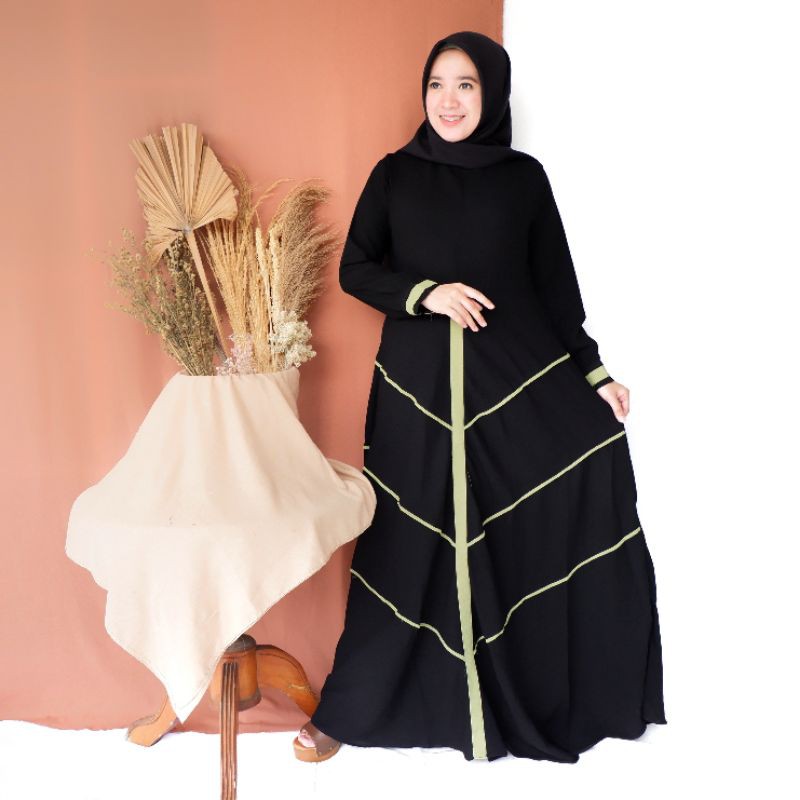 Diandra Dress - @nd-1 01 - Gamis Hitam - Abaya Hitam - Dress Hitam - Gamis Tanahabang Collection - G