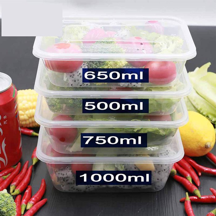 Promo Thinwall Rectangular / Kotak Makan Plastik 1000 Ml Dm Promo