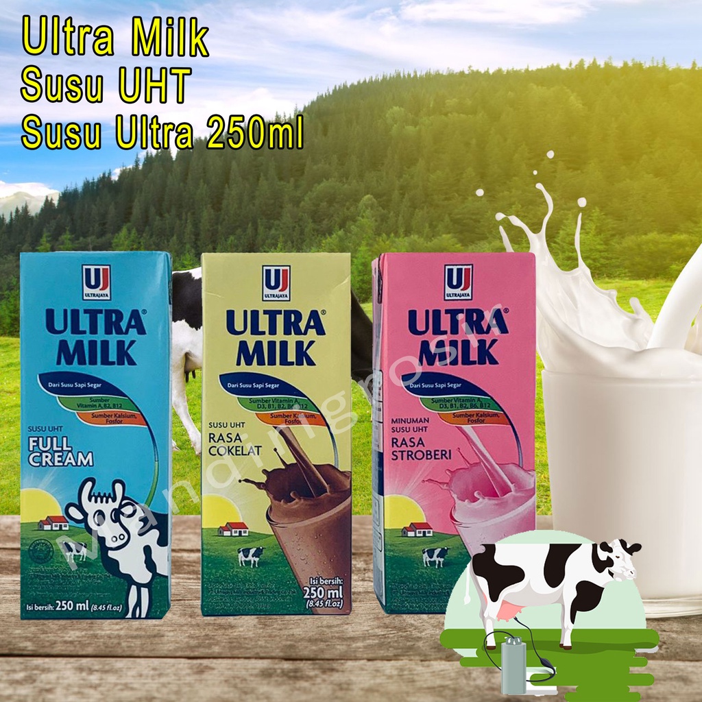 Susu * Susu ultra * UHT / Putih * Coklat * Stroberi * 250ml