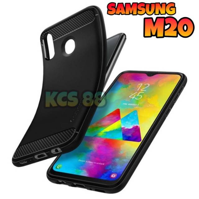 CASE SAMSUNG M20 IPAKY FIBER CARBON SOFTCASE BEST QUALITY