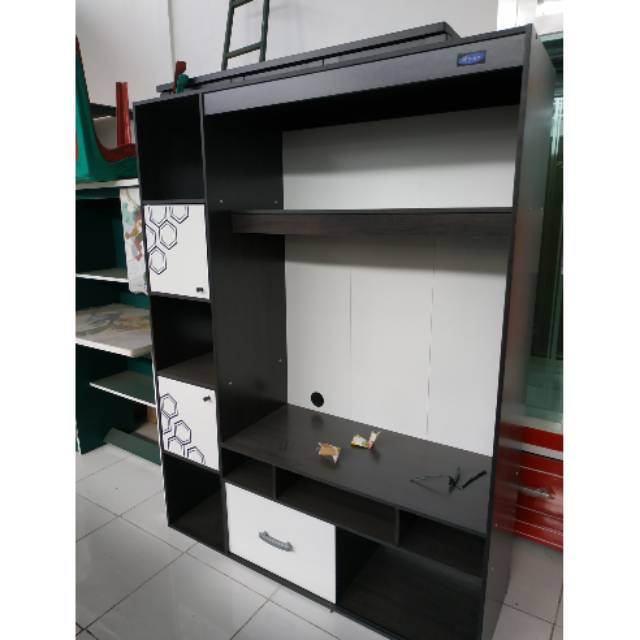 rak tv / lemari tv modern hitam putih