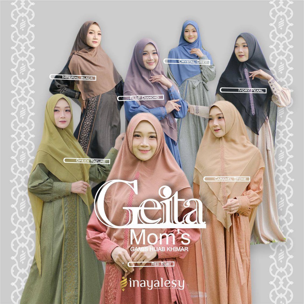 SET GAMIS GEITA FAMSET FAMILY ORIGINAL INAYA COLLECTION DRESS BAJU BUSANA MUSLIM WANITA DEWASA BUSUI