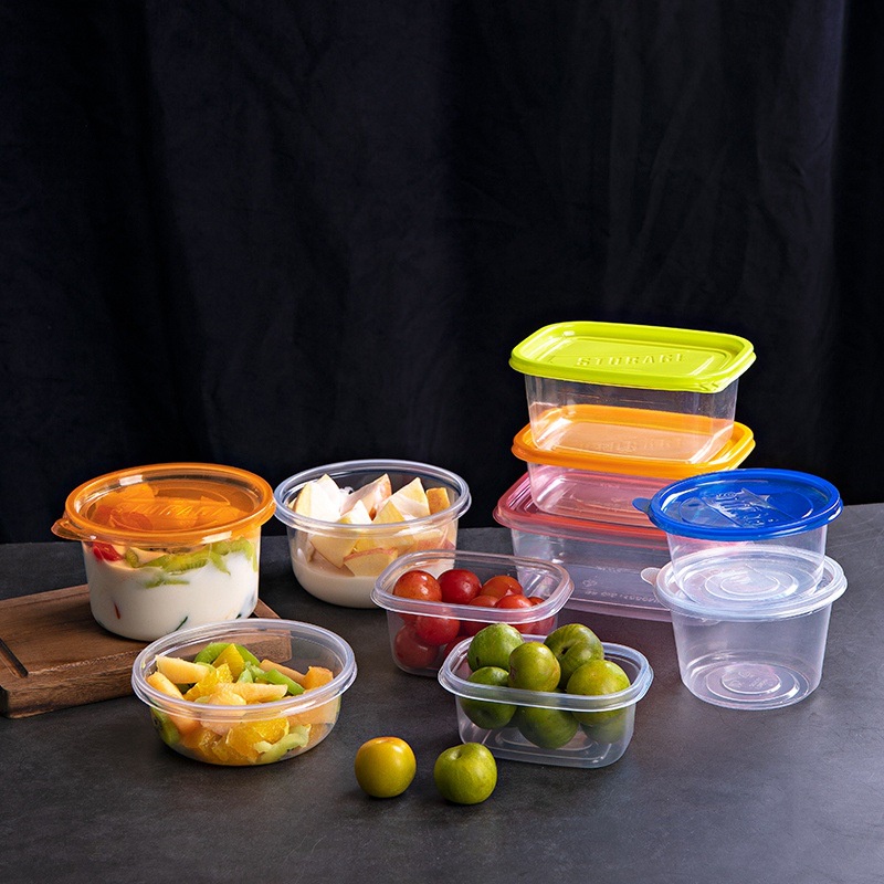 1Pc Disposable Plastic Round And Square Food Containers Organizer Box / Transparent Take-out Packaging Box