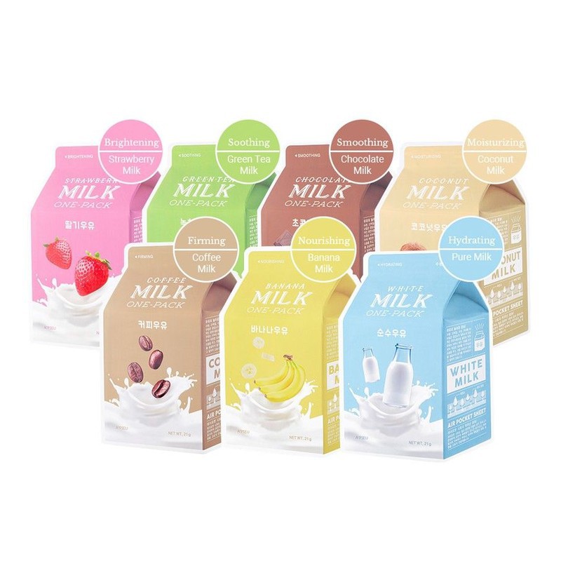 [SKINHOUSEID] A'PIEU MILK ONE PACK SHEET MASK | APIEU MASKER ORGANIK KERTAS LEMBARAN SUSU | BPOM