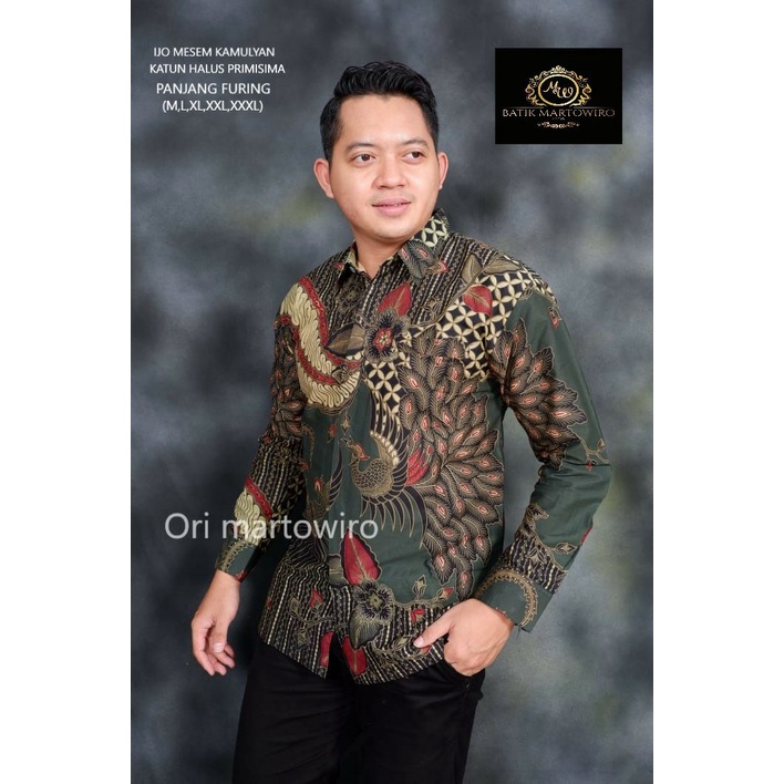 Kemeja Batik Premium Warna Hijau/Hijau Army Batik Panjang Terbaru Warna Army Batik Warna Hijau Botol