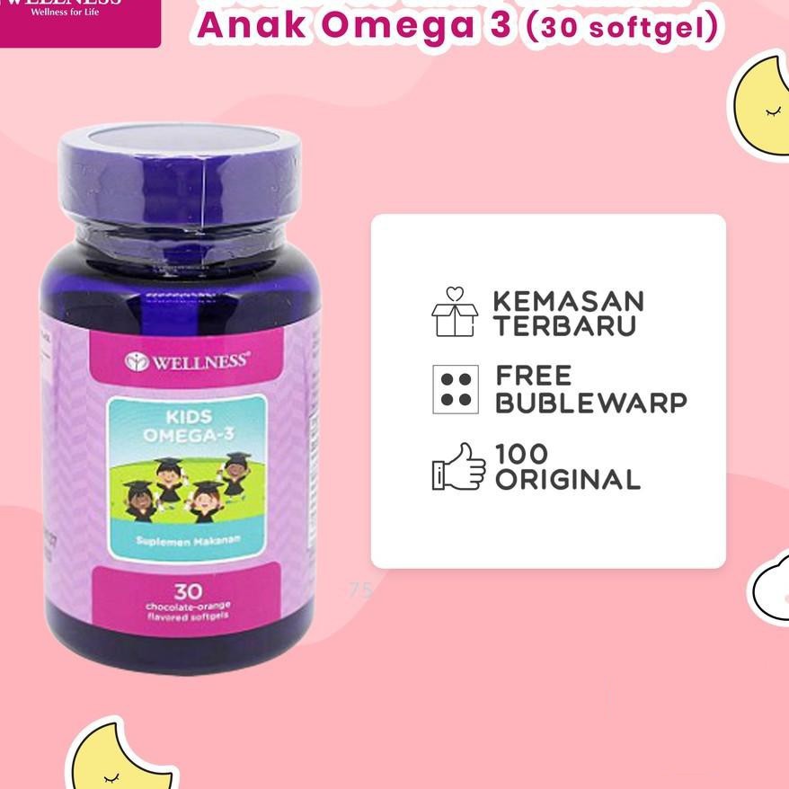 WELLNESS KIDS OMEGA 3 FISH OIL isi 30 Softgels - Meningkatkan Daya Tahan Tubuh - Minyak Ikan OMEGA3