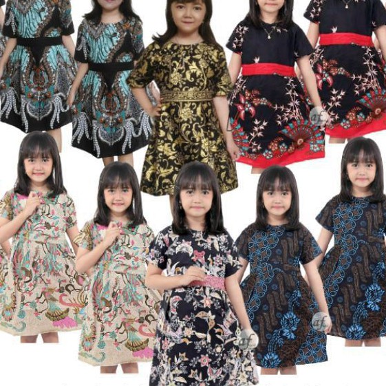 Dress batik anak perempuan usia 1 sampai 10 12 tahun pilih motif bisa bayar di tempat/COD batik anak