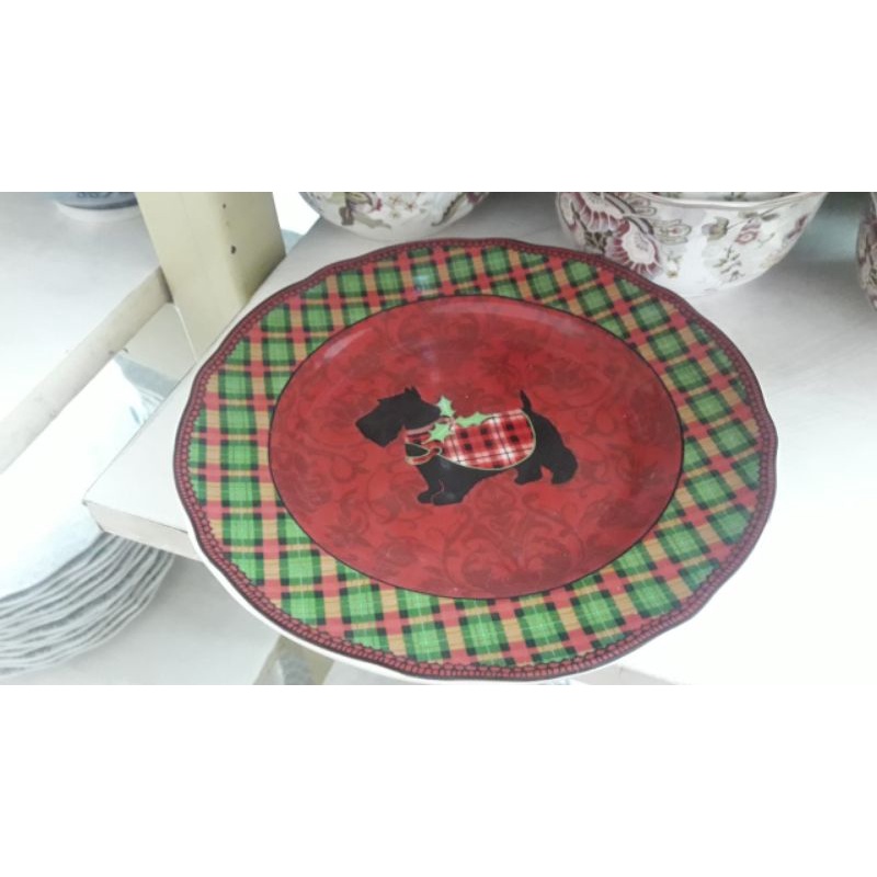 Salad Olate Piring Keramik SANGO Christmas Natal Doggo Hitam Black Lucu Animasi Anak