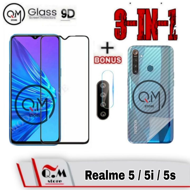 Paket 3in1 Tempered Glass Realme 5 / 5i / 5s / 5 Pro Anti Gores Pelindung Layar