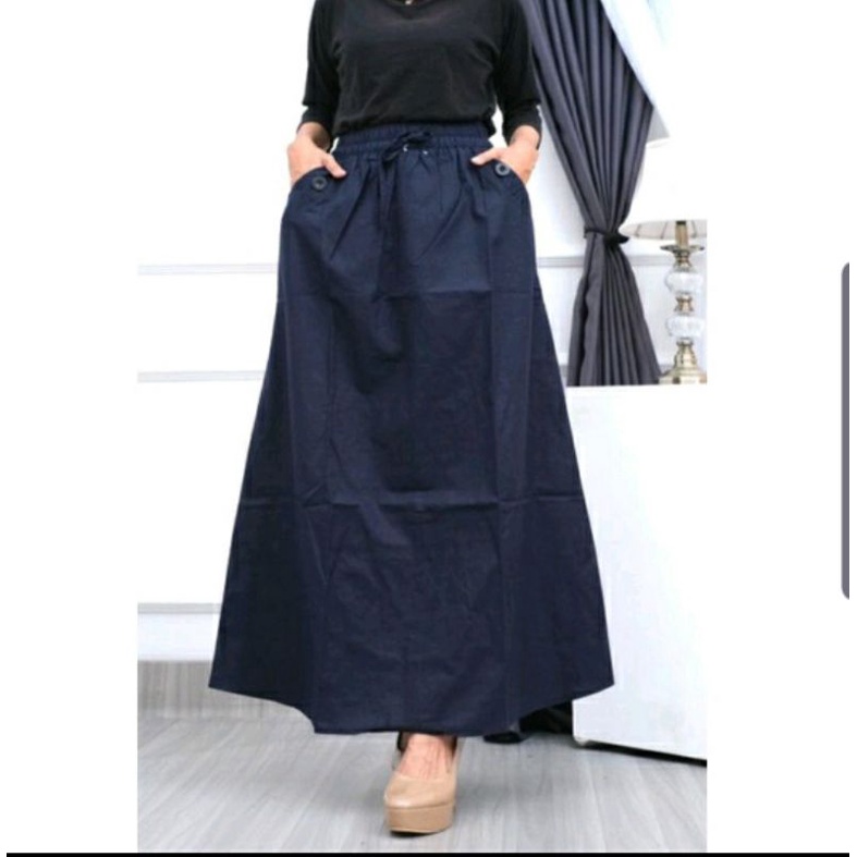 Rok A Polos Bahan Katun Cigaret Tebal 01