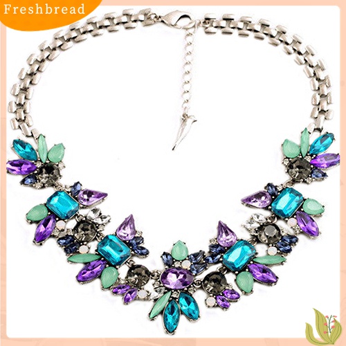 [TERLARIS]Women's Rhinestone Flower Cluster Bib Pendant Choker Chain Charm Pendant Necklace