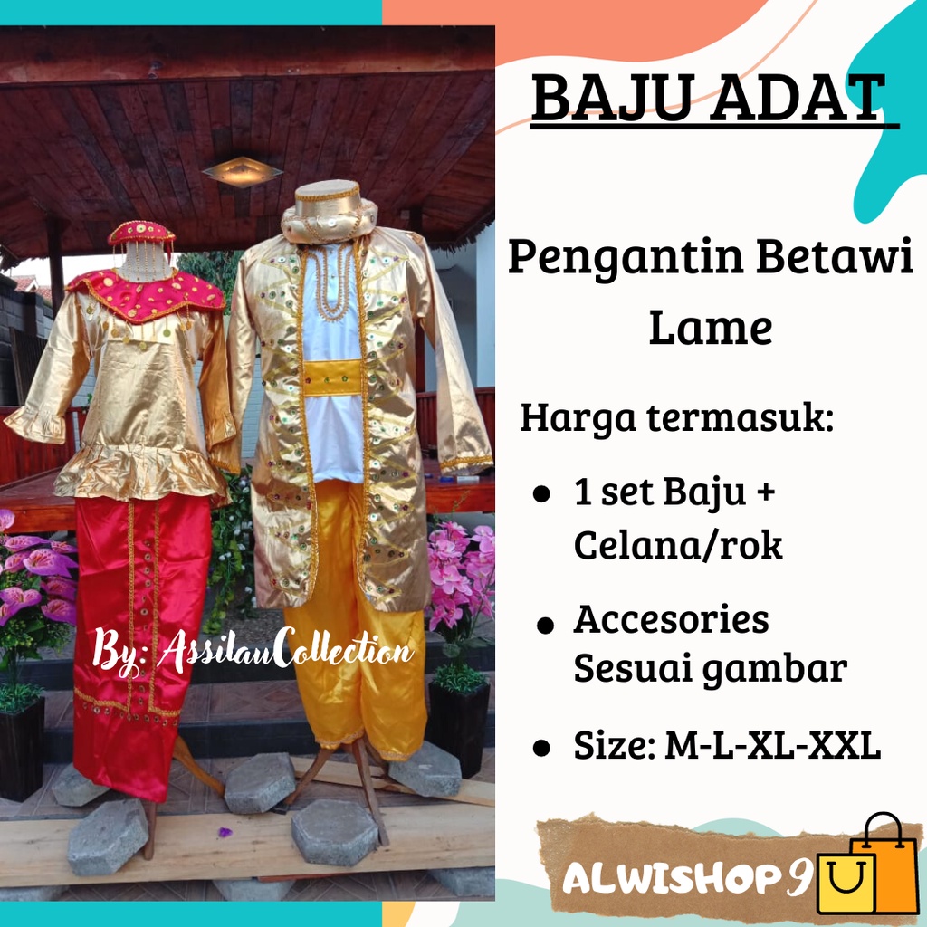 Jual Pakaian Tradisionalbaju Adat Dewasa Pengantin Betawi Lame Satuan Dgn Accesoris Lakicewek