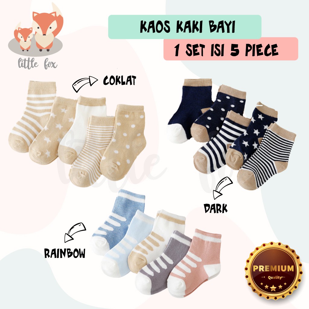 [ IMPORT] Kaos Kaki Baby / Newborn Set Isi 5 in 1 Pasang Motif Lucu Katun 100%