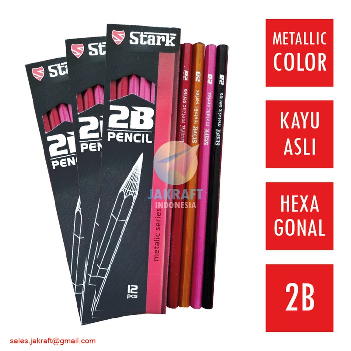 

Pensil Tulis 2B Murah Warna Warni Metalic Metalik STARK Kayu Asli