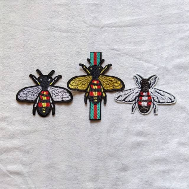 Bordir bordiran emblem patches patch bee besar iron