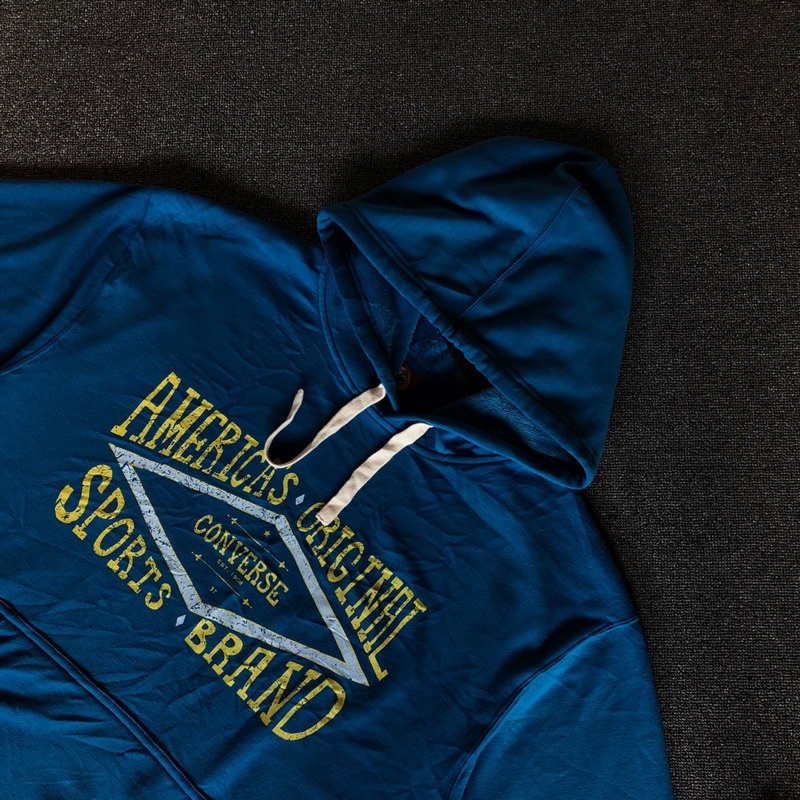 jaket hoodie converse blue big size second original