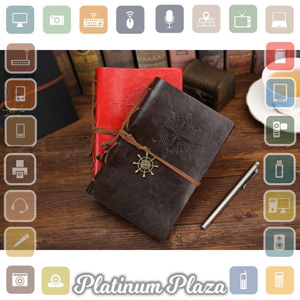 PHANTACI Buku Catatan Binder Kulit Retro Compass Kertas A5 - ZB045 - Brown`F4RDEQ-