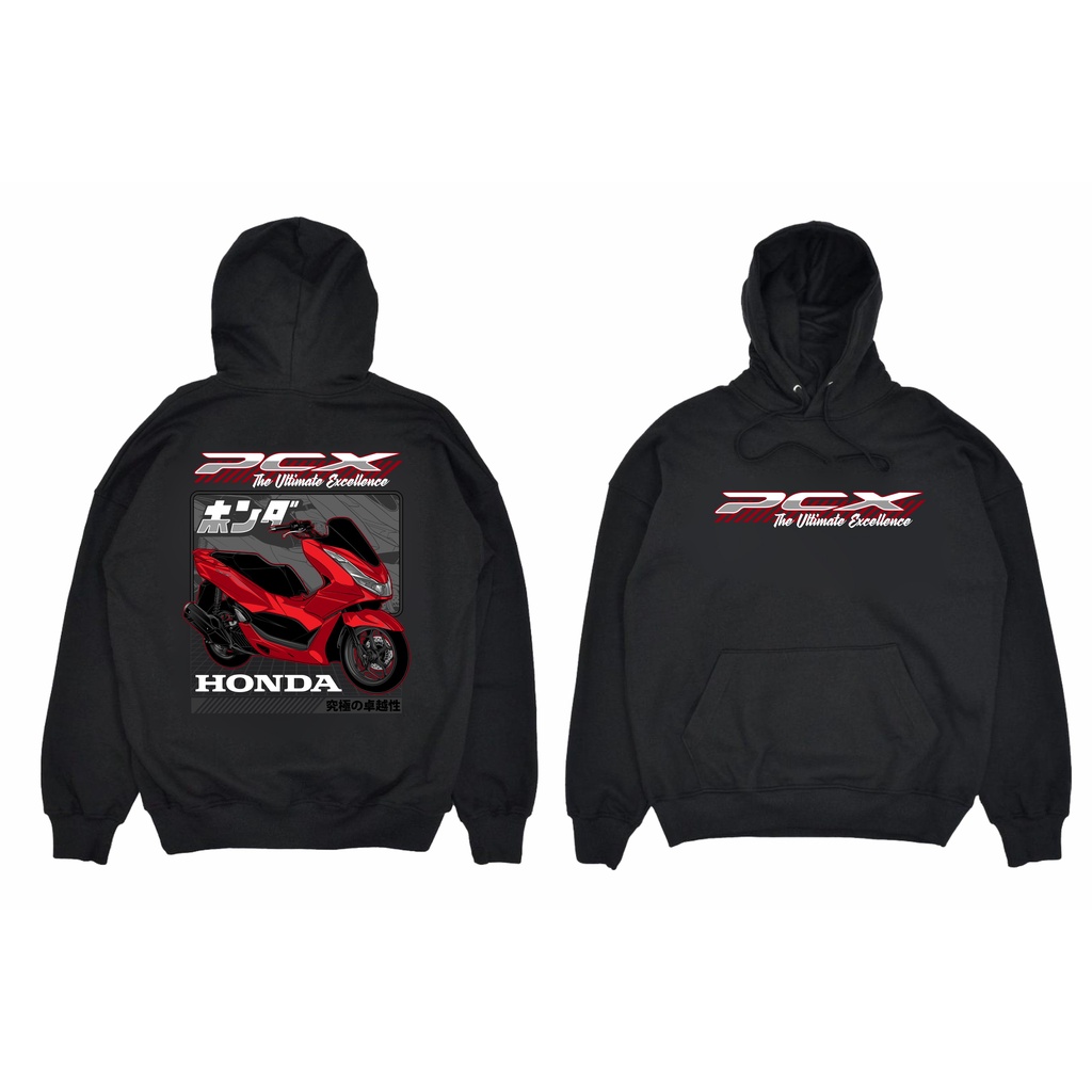 JAKET HOODIE HONDA PCX 160 RED EDITION BIG SIZE JUMBO