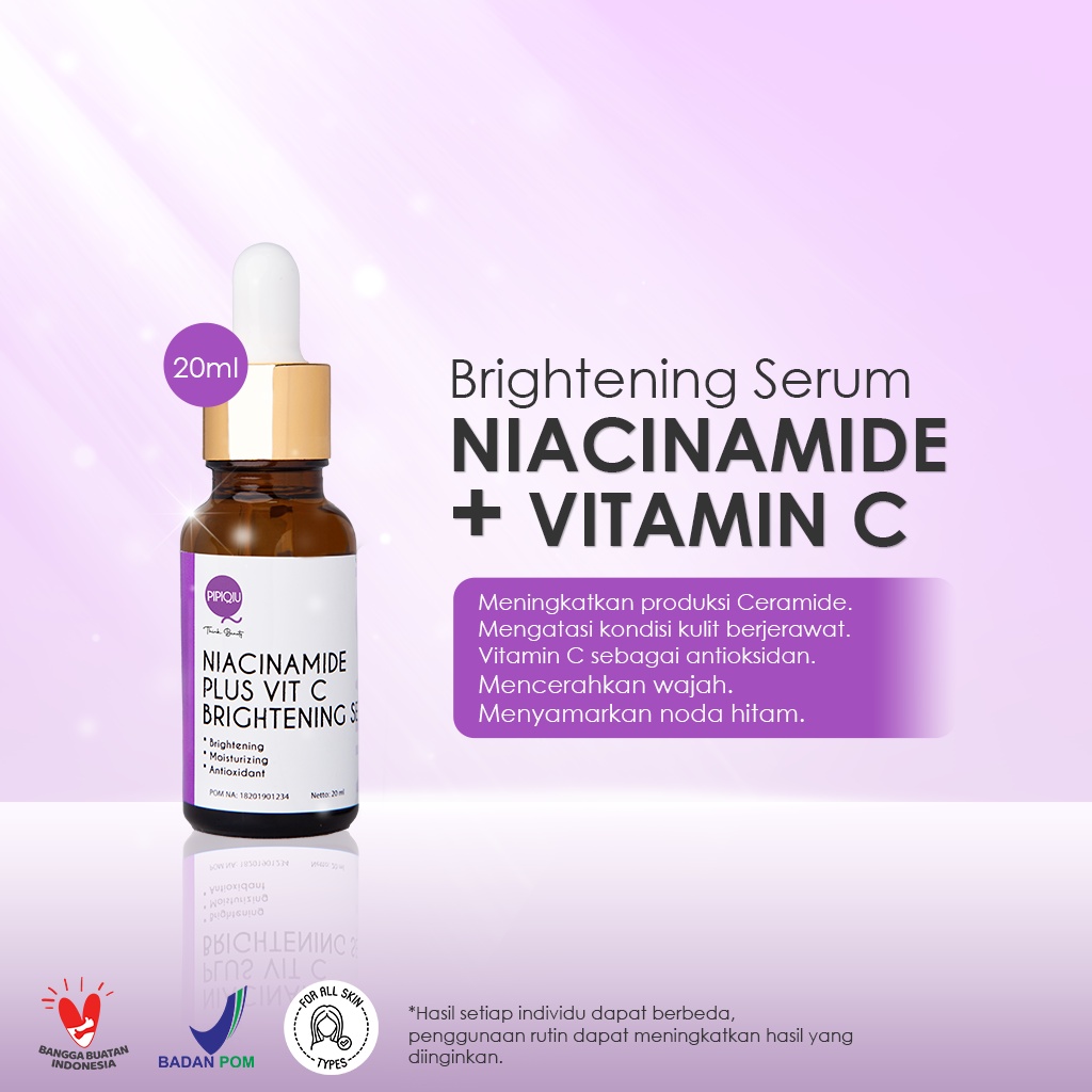 𝐑𝐀𝐃𝐘𝐒𝐀 - PIPIQIU Brightening Niacinamide + Vitamin C Serum 20ml BPOM