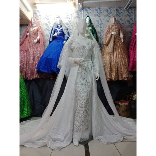 Gaun Pengantin Modern Model Duyung (Warna putih)