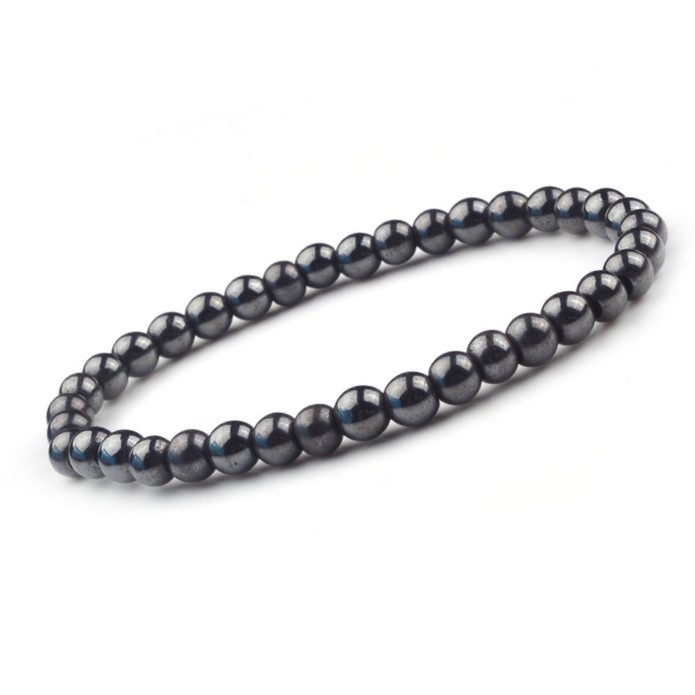 Gelang Tangan Kesehatan Batu Alam Hematite Non-Magnet Butiran Bulat