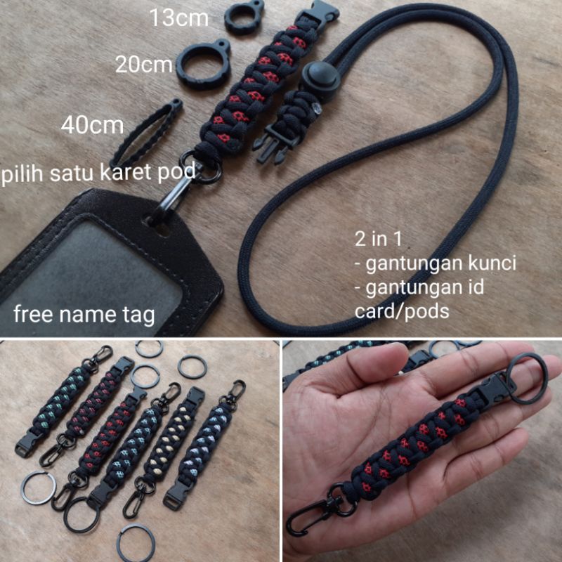 Lanyard 2in1 Gantungan id card Gantungan tali Gantungan pods