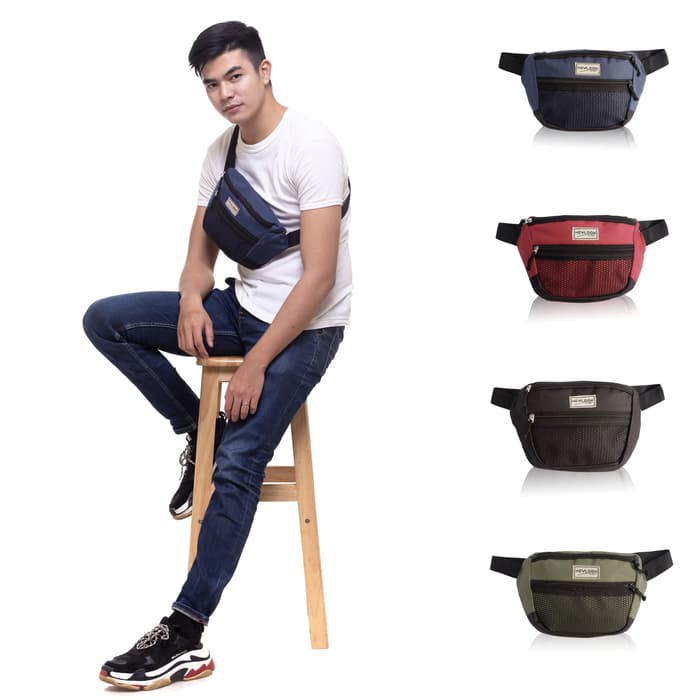 ###@ Tas Selempang Pria Cowok Distro Slempang Kecil Warna Hitam Murah Keren Original S6F3