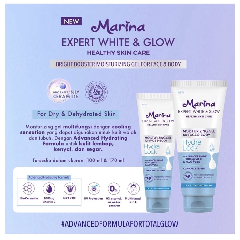 Marina Expert White &amp; Glow Moisturizing GEL For Face &amp; Body 100 ml