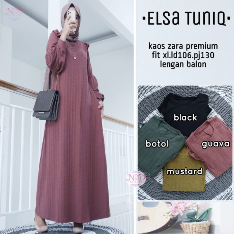 Gamis Elsa Maxi Kaos Zara premium terbaru Gamis Lengan Balon