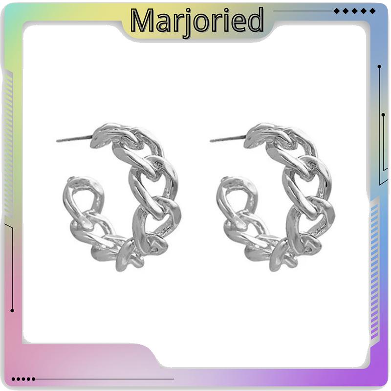 Anting Stud Model Rantai Rongga Bahan Logam Gaya Retro-MJD