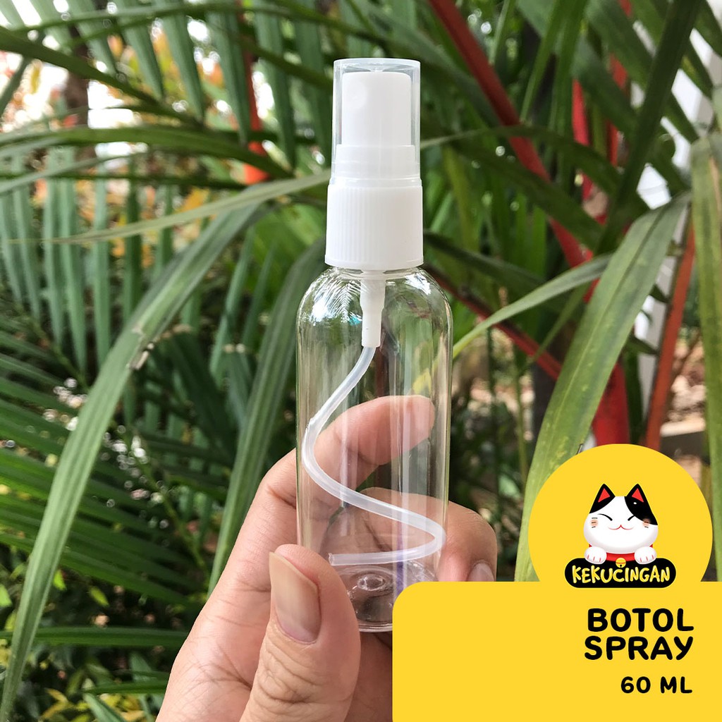 Botol Spray Semprotan 60ml PET Tebal Bening Kepala Putih GRATIS