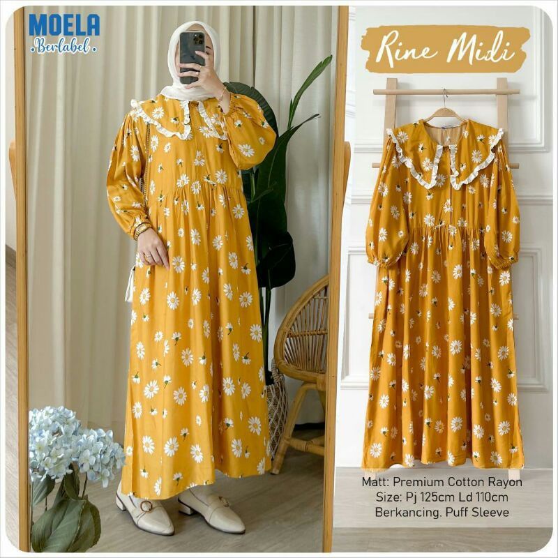 RINE MIDI MIDIDRESS BUNGA MATAHARI // SANSI MIDI