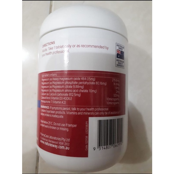 Nature's natures nature Way Magnesium+Calcium+D3+K2 Ori Aussie