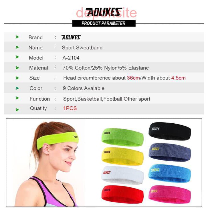 AOLIKES 2108 Cotton Sweat Headband For Men Women Hair Bands Head Band