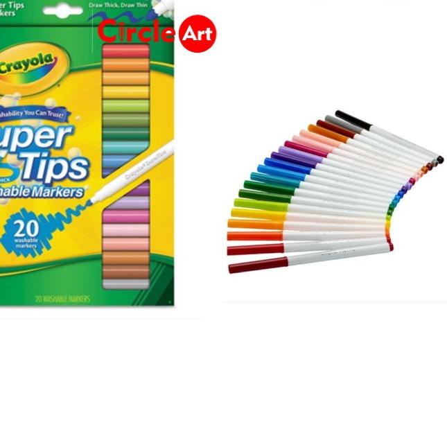 

[Z23WD] @Crayola Washable Super Tips Fine Line Markers - 20 / Crayola set 20".!!