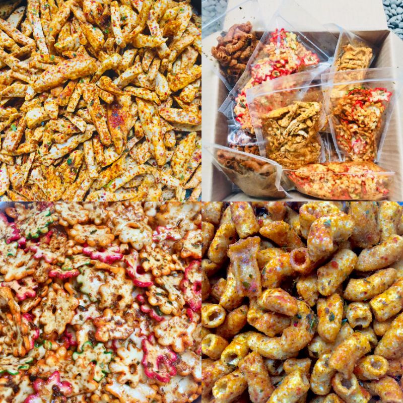 

Basreng, makaroni, kerupuk seblak daun jeruk