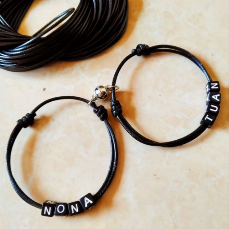 Gelang couple / Gelang Tali kulit / gelang viral / gelang nama dadu