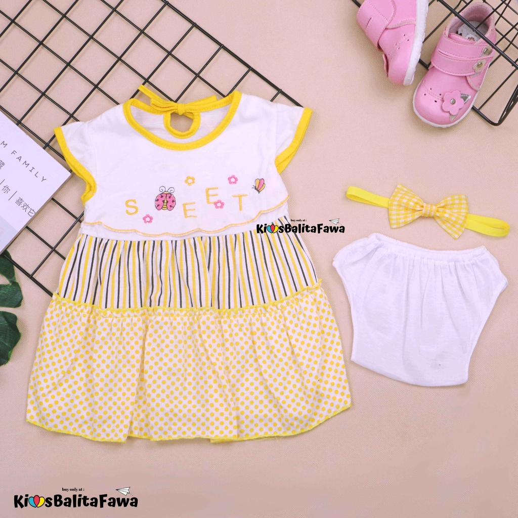 [GRATIS BANDO] Setelan Bayi Imut size 0-12 Bulan / Baby New Born Baju Dress Anak Perempuan Motif