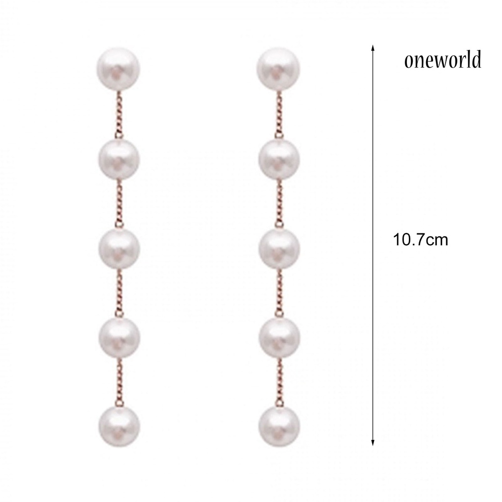 OW# Ear Studs Faux Pearl Temperament Women Korean Style Tassel Earrings for Date