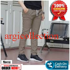 (COD)CELANA PANJANG CHINO PANTS PINGGANG MODEL KOLOR/RIP || Grey ,Cream,Hitam,,,.